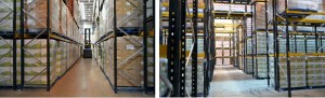 Narrow Aisle Pallet Racking showing VNA Truck
