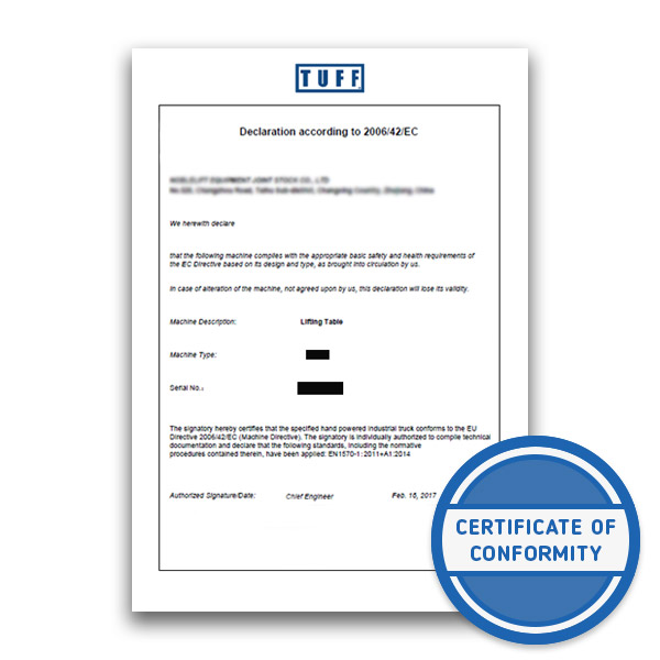 certificate of conformity