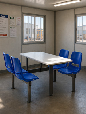 4 Seater Canteen Units - Blue Seats 