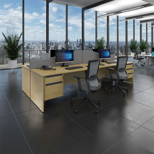 CONTRACT 25 - 1 x 2 Drawer - Straight Cantilever Desk - Oak Finish