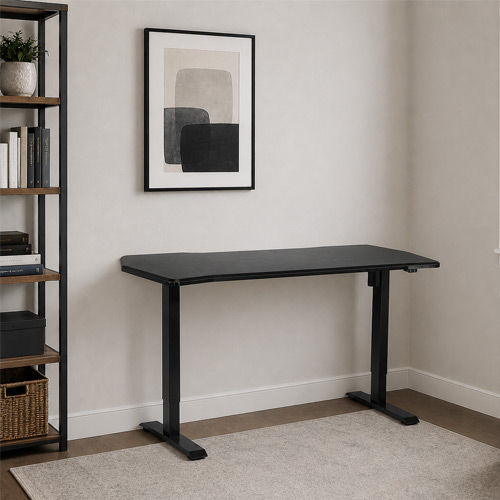 Dellonda Single Motor Ultra-Quiet Adjustable-Height Electric Sit/Stand Desk - Carbon Fibre Effect Desktop 