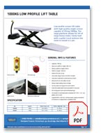 1000kg Low Profile Lift tables Data Sheet