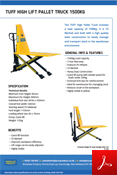 TUFF High Lift Pallet Truck Data Sheet