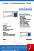 TUFF Heavy Duty Workbench Single Storage Data Sheet
