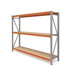 TUFF Longspan Shelving 2 Metre High 3 Shelves - with orange and galvanised finish