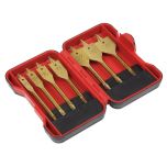 Titanium Coated Flat Wood Drill Bit Set 7pc