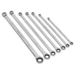 Premier Extra-Long Double Ring Ratchet/Fixed Spanner Set 7pc