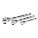 Premier Pear-Head Ratchet Wrench Set with Flip Reverse 3pc