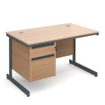 Contract 25 - Single Pedestal Straight Cantilever Desk- 2 Drawer - Beech - W1200mm