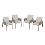 Dellonda Fusion Garden/Patio Dining Chairs with Armrests 4pc - Light Grey