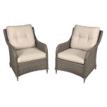 Dellonda Chester Rattan Wicker Outdoor Armchairs 2pc