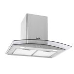Baridi Curved Glass Cooker Hood with Carbon Filters & LED Lights 60cm - Stainless Steel