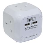 1.4m Extension Cable Cube 4 x 230V & 2 x USB - White