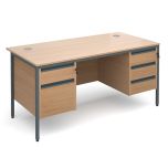 Contract 25 H Frame -Double Pedestal Desk - 2/3 Drawers- W1600 - Beech- Graphite