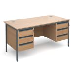 Contract 25 H Frame-  Double Pedestal Desk - 2x3 Drawers - W1600 - Beech- Graphite
