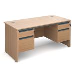 Contract 25 Panel End - Double Pedestal Desk - 2x2 Drawers - W1600mm - Beech- Graphite