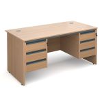 Contract 25 Panel End - Double Pedestal Desk - 2x3 Drawers - W1600mm - Beech-Graphite