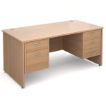 Maestro 25 Panel End Double Pedestal Desk - 2/3 Drawers - Beech