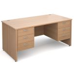 Maestro 25 Panel End Double Pedestal Desk - 2 x 3 Drawers- Beech