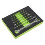 Siegen Combination Ratchet Spanner Set with Tool Tray 7pc