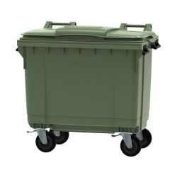 4 Wheeled Wheelie Bins - 660 Litre Flat Top - Green