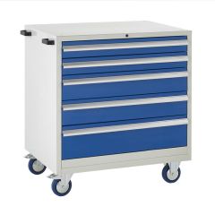 900 Euroslide Mobile Cabinets - 5 Drawers (2x 100mm Drawers).