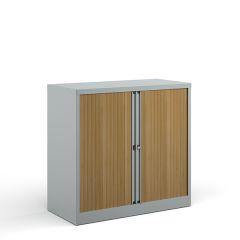 Tambour Cupboard - H1000-1015mm - Silver/Beech
