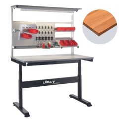 Binary Electric Height Adjustable Workbench with Solid Beech top