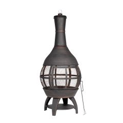 Dellonda Deluxe 360° Chiminea/Fire Pit/Outdoor Heater - Antique Bronze Finish - DG112