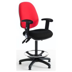 Fully Ergonomic Draughtsman Office Chair - Red - Folding T shape arms