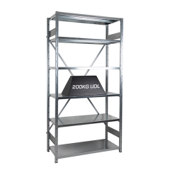200kg UDL Per Shelf - All Galvanised Finish Heavy Duty Shelving