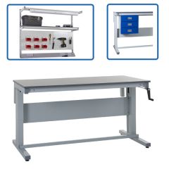 Heavy Duty Manual Height Adjustable Workbenches - available with accessories