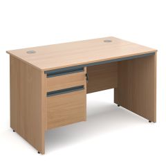 Contract 25 Panel End Single Pedestal Desk - Beech - W1200mm - 2 Drawers