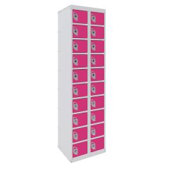 Dual USB Phone Charging Lockers - 20 doors - 10 Tiers - Pitahaya Pink