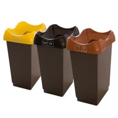 Open Top Recycling Bin Kit - Set of 3 - Yellow, Black and Brown