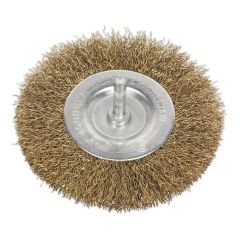 100mm Crimped Flat Wire Brush with 6mm Shaft