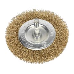 75mm Crimped Flat Wire Brush with 6mm Shaft