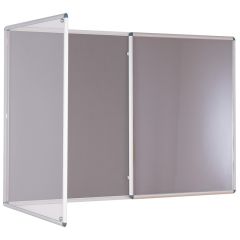 Tamperproof felt notice boards with hinged lockable doors