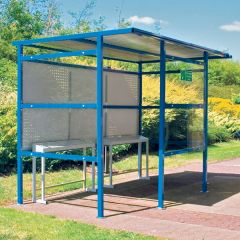 Traditional Smoking Shelters - 2 Perspex Sides & Steel Back Panel (Perch Sold Separately)