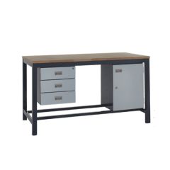Heavy Duty Woodworking Workbenches - 3 Drawers & Cupboard