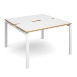 Soho Back to Back Starter Bench Desk - D1200 x W1200mm - White Frame - White Oak Edging
