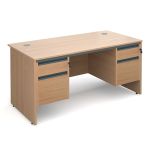Atlanta Panel End Double Pedestal Desk - 2x2 Drawers - W1600mm - Beech