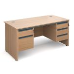 Atlanta Panel End Double Pedestal Desk - 2/3 Drawers - W1600 - Beech
