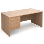 Seattle Panel End Single Pedestal Desk - 2 Drawer - Beech