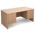 Seattle Panel End Double Pedestal Desk - 2x3 Drawer -  Beech