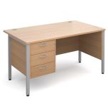 Brooklyn Single Pedestal Desk - 3 Drawer - W1400 - Beech