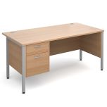 Brooklyn Single Pedestal Desk - 2 Drawer - W1600 - Beech