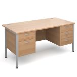 Brooklyn Double Pedestal Desk - 2/3 Drawer - W1600 - Beech