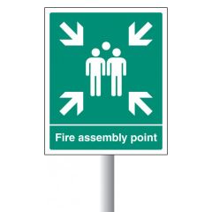 Aluminium Fire Assembly Point with channel clip for post mounting