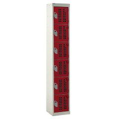 6 Door Armour Perforated Lockers - Red